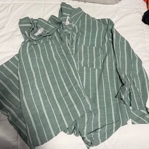 Auden Green Pajama Set with White Stripes